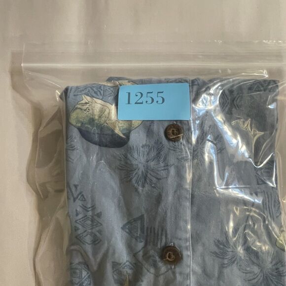 Guy Harvey AFTCO Shirt Mahi Tapa Hawaiian Fish Print Button Up Woven Camp Sz L - Picture 7 of 7